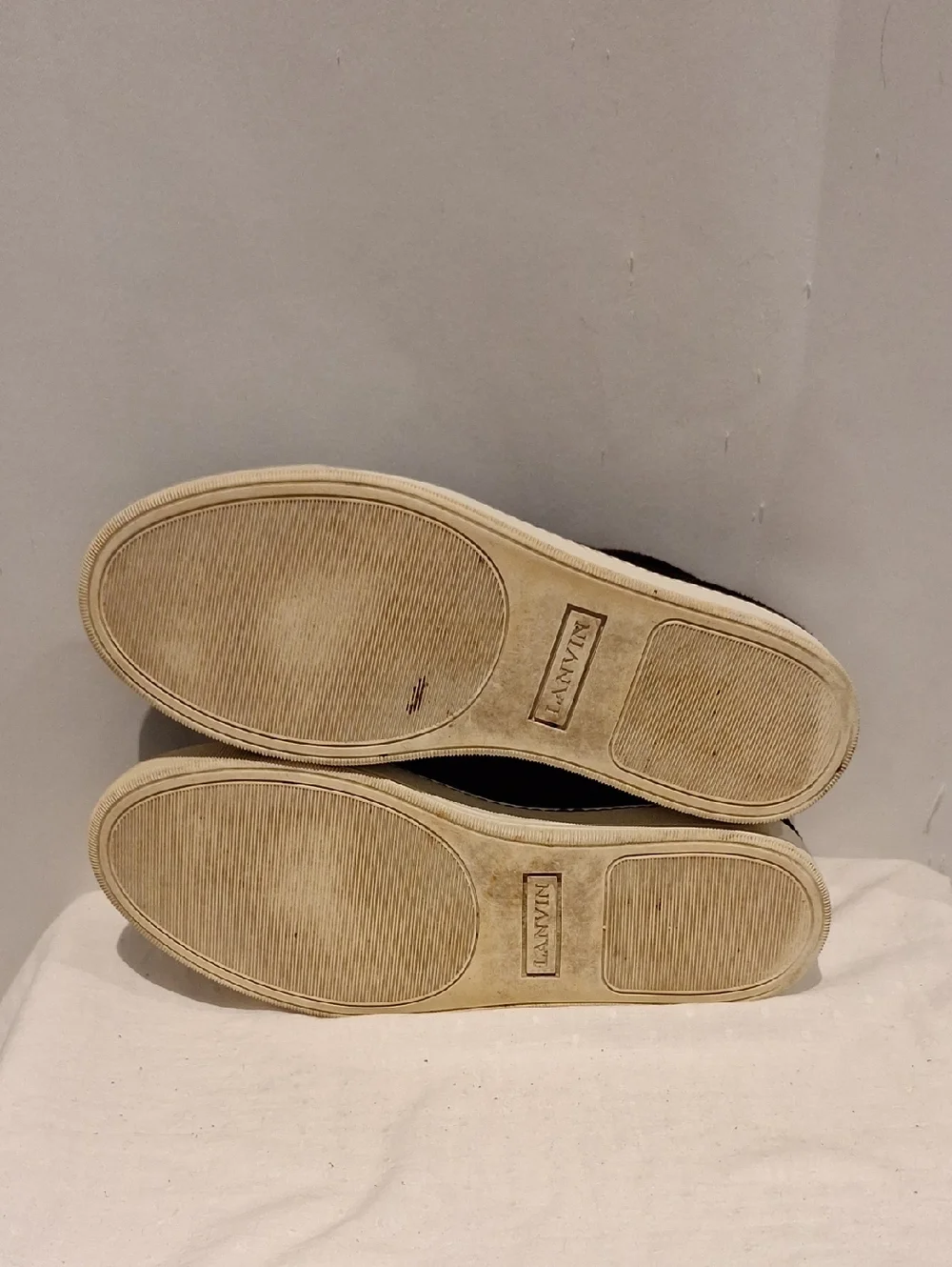 Lanvin Men's Brown Suede and Black Patent Leather Toe Cap Low-Top Sneakers